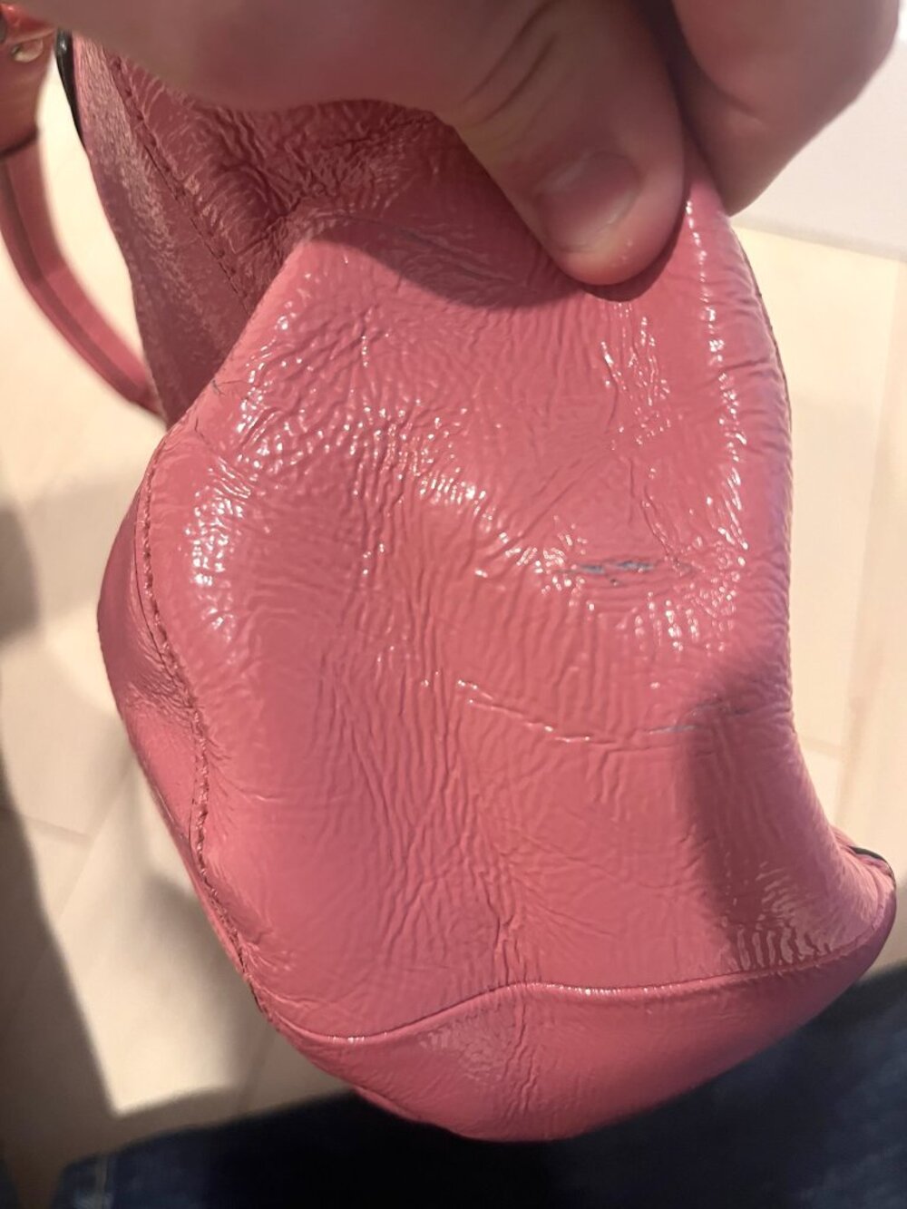 #R62 Vintage Coach Kristin Coral-Pink Patent Leather Satchel - Picture 10 of 15
